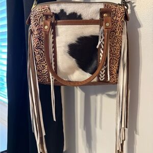 Myra Bag Black and White Cowhide Crossbody